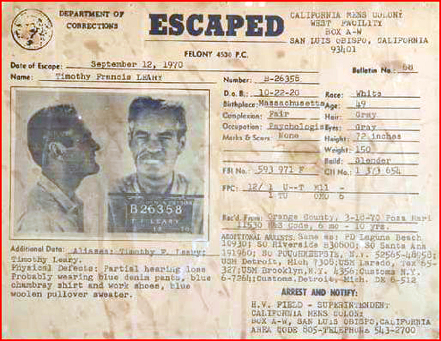 Leary Fahndung nach Ausbruch